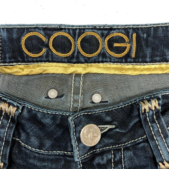 Coogi Jeans Juniors 3/4 W28 Blue Dark Wash Low Rise Straight Studded Zip Stretch - Picture 4 of 14